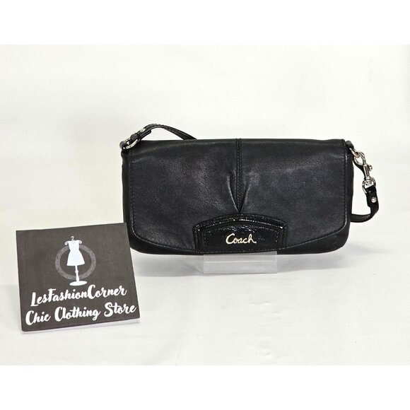 Coach Women's Black Leather Ashley Evening Credit Card Wallet Wristlet M 2070 - Picture 7 of 15